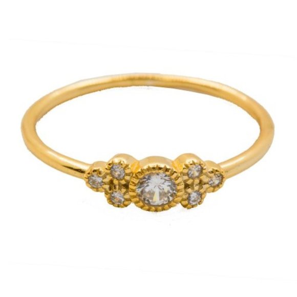 Vermeil Gold Ring with Cubic Zirconia - Picture 1 of 4